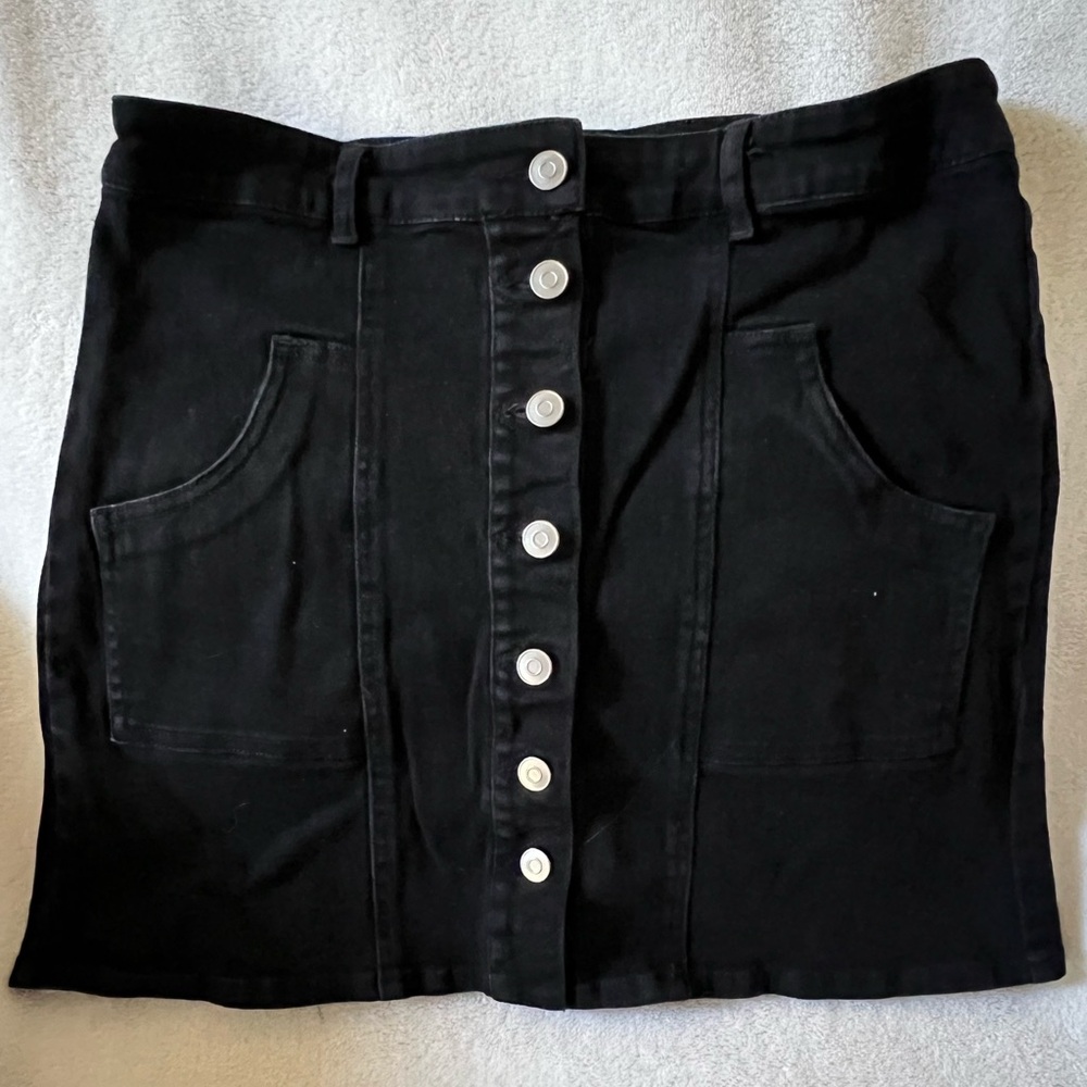 Altar’d State Black Denim Mini Skirt